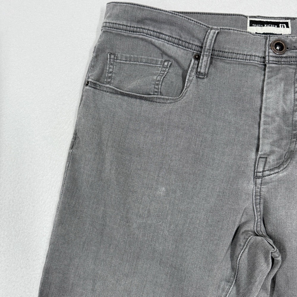 Travis Mathew Jeans 34x30 Grey Straight Denim Stretch Performance Lightweight - Picture 4 of 16